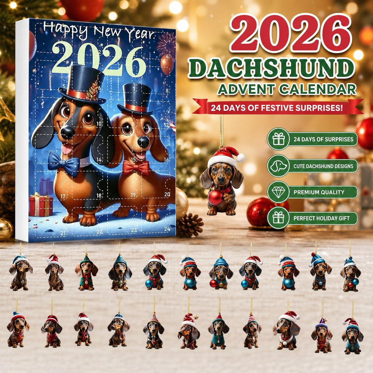 Nynke | 2026 Dachshund Advent Calendar Christmas Gift Box