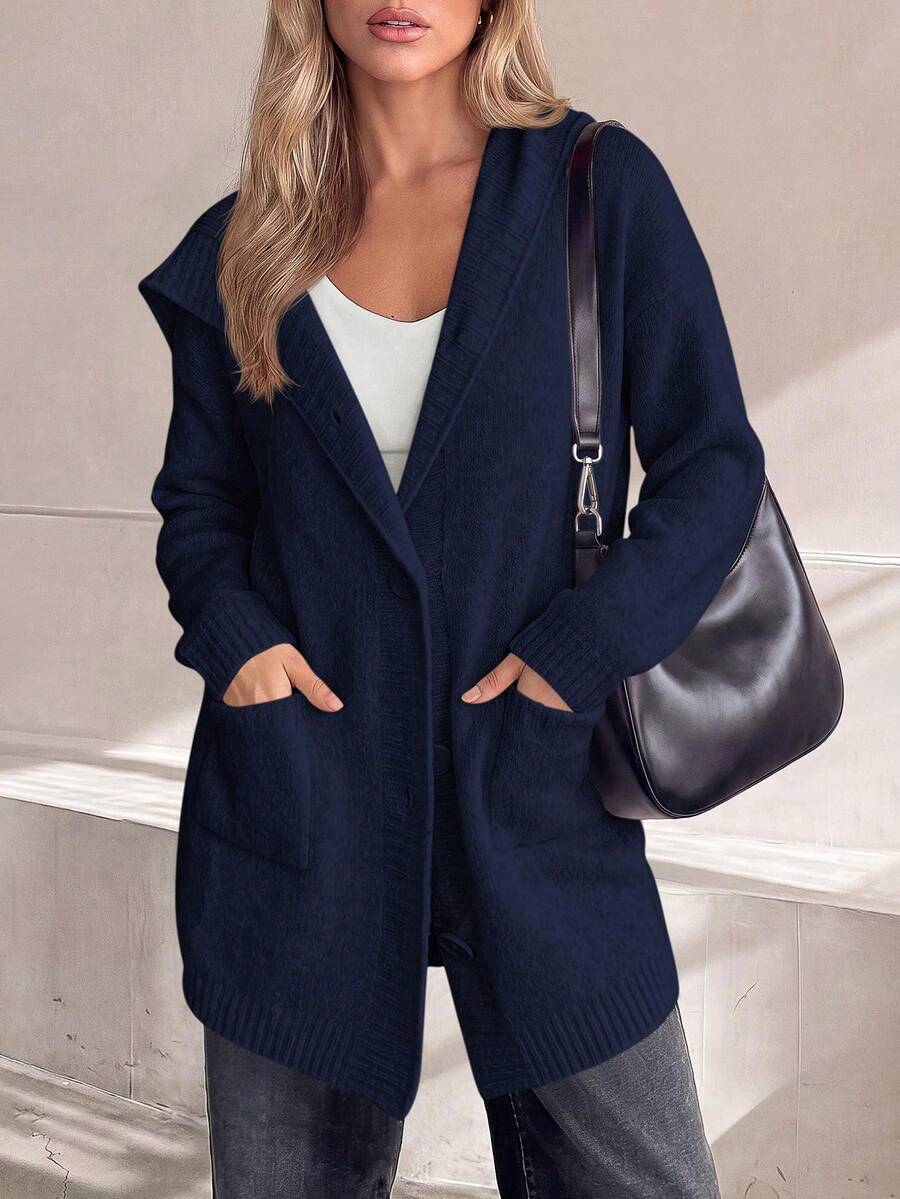 Pleun | Hooded Button-Front Knit Cardigan for Women