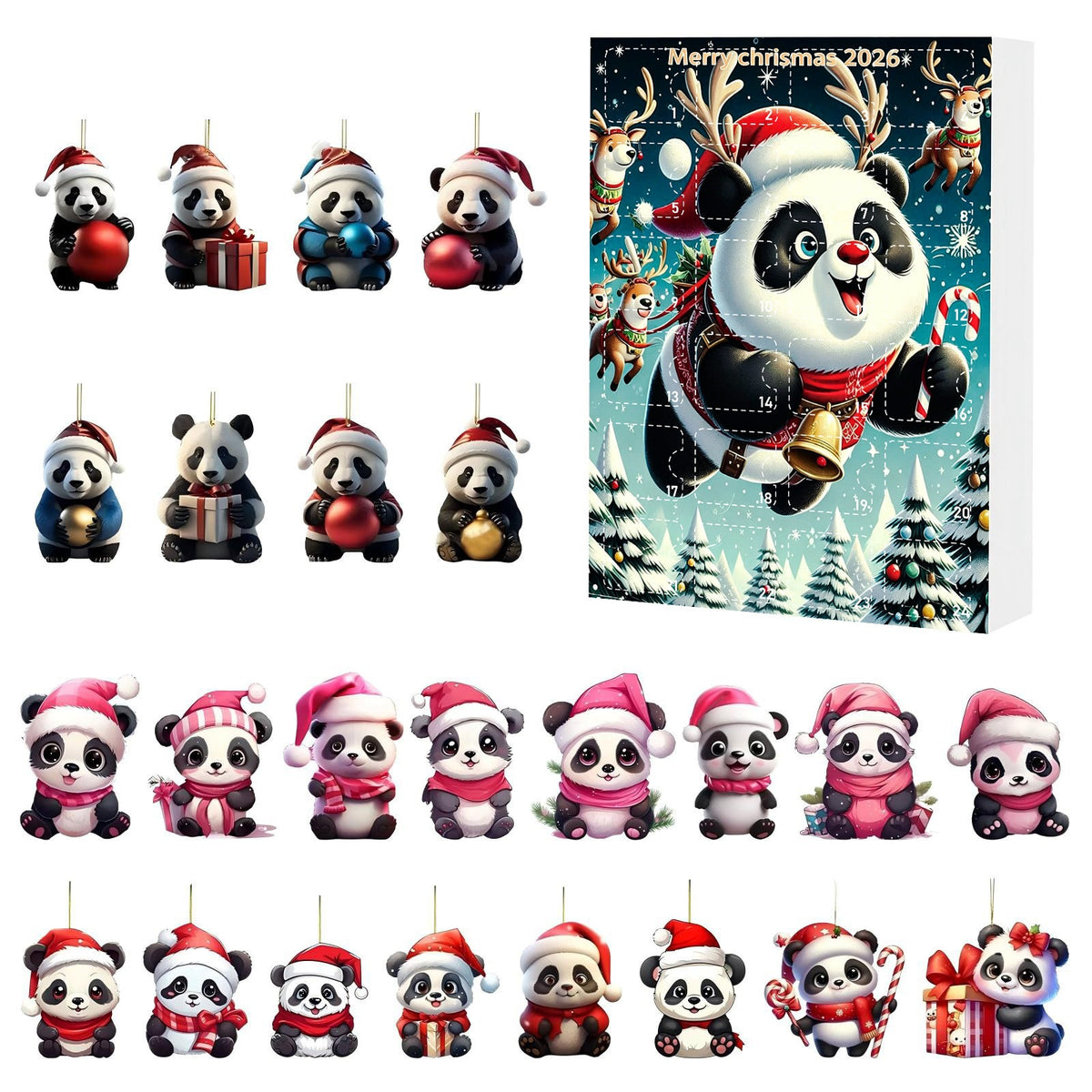 Sannie | Advent calendar christmas gift Panda Ornament Set