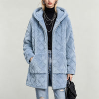 Else | Cable-Knit Textured Hooded Teddy Coat for Women