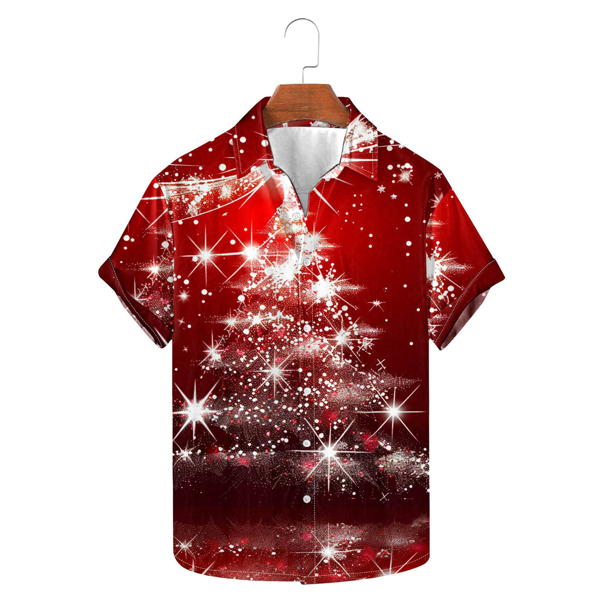 Maxim | Short Sleeve Christmas Blouse with Tree Print for Men