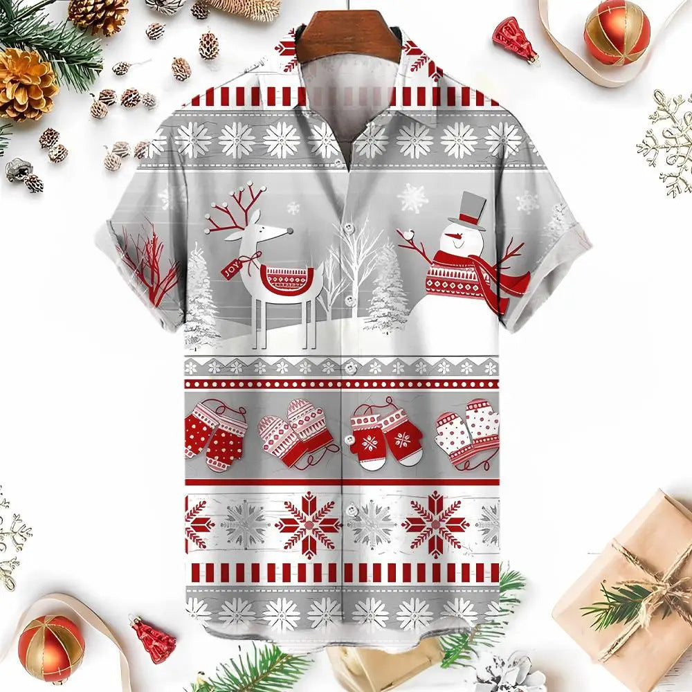 Oakley | Snowman Umbrella Print Short Sleeve Christmas Blouse