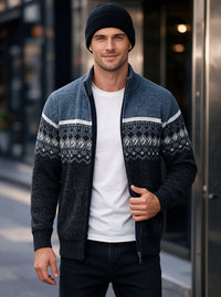 Sixte | Fair Isle Zip-Front Knit Cardigan for Men
