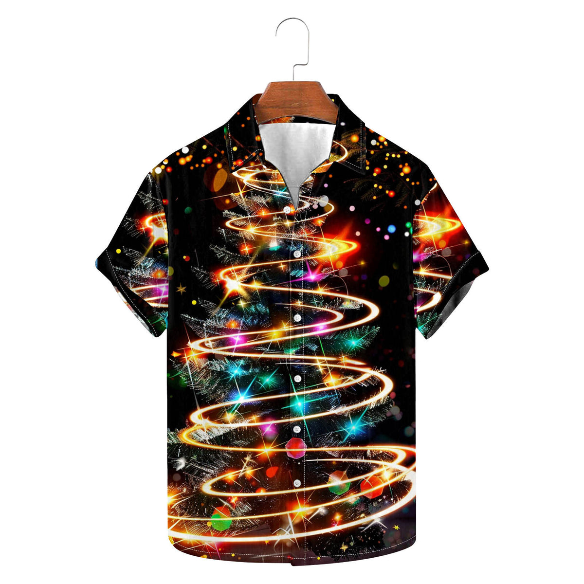 Maxim | Short Sleeve Christmas Blouse with Tree Print for Men
