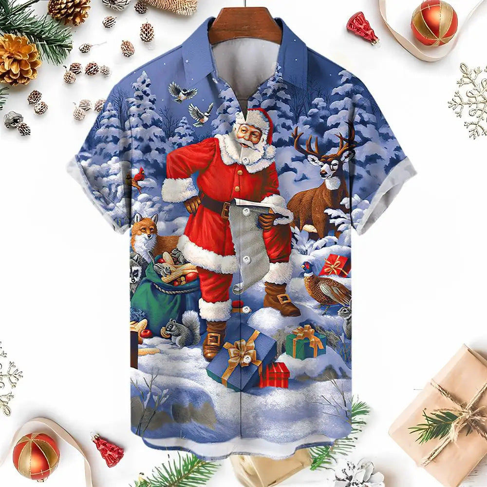 Oakley | Snowman Umbrella Print Short Sleeve Christmas Blouse