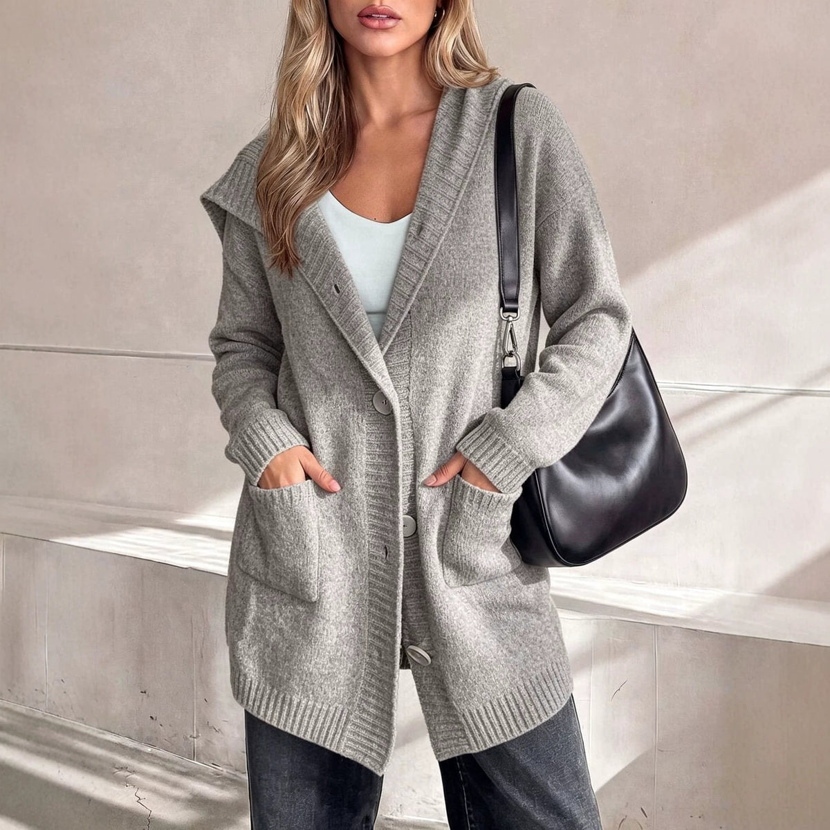 Pleun | Hooded Button-Front Knit Cardigan for Women