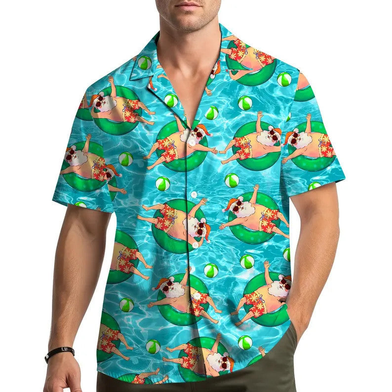 Lucien | Gingerbread Print Short Sleeve Christmas Blouse for Men