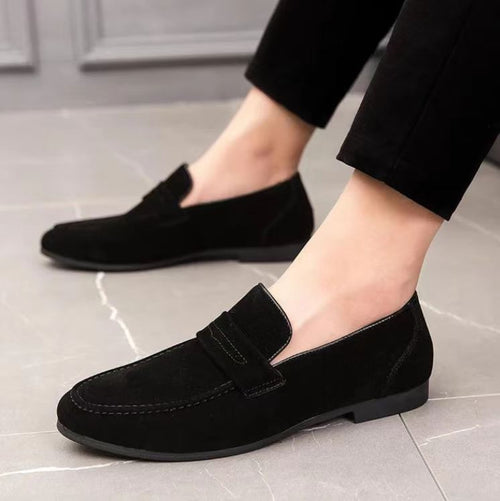 Adrian | Suede-Effect Penny Loafers with Apron Seam for Men