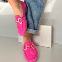 Belinda | Women's Slip-On Loafers Gold Buckle Detail