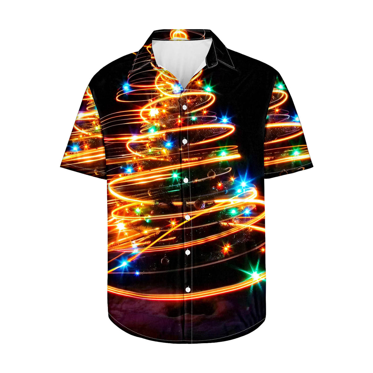 Maxim | Short Sleeve Christmas Blouse with Tree Print for Men