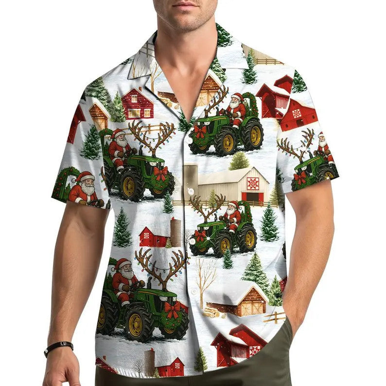 Lucien | Gingerbread Print Short Sleeve Christmas Blouse for Men