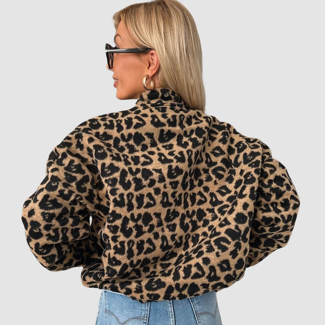 Kaia | Women's Leopard Print Jacket Relaxed Fit Button Front
