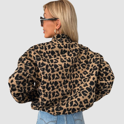 Kaia | Women's Leopard Print Jacket Relaxed Fit Button Front