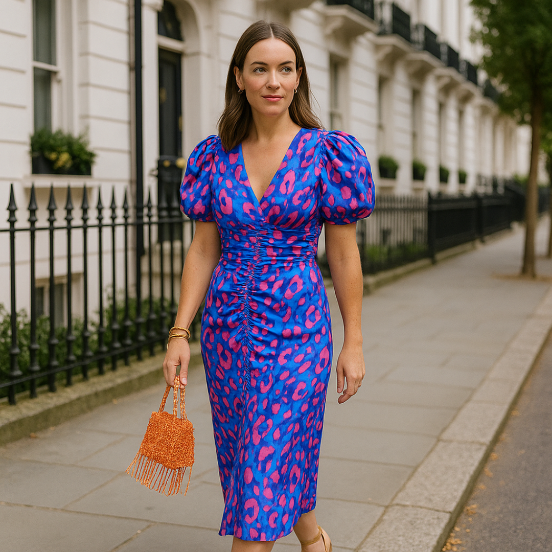 Oranit™ | Pleated Sleeve Colourful Dress 1
