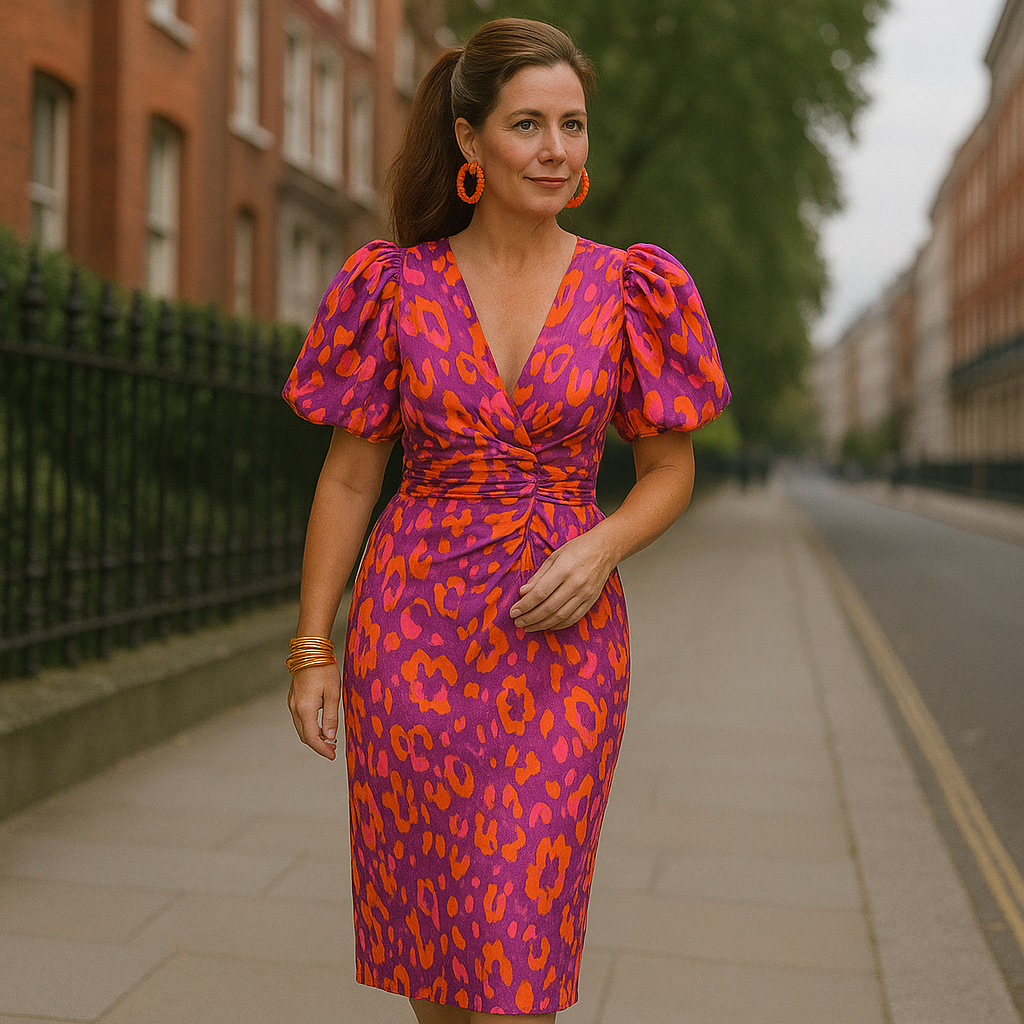 Oranit™ | Pleated Sleeve Colourful Dress 2
