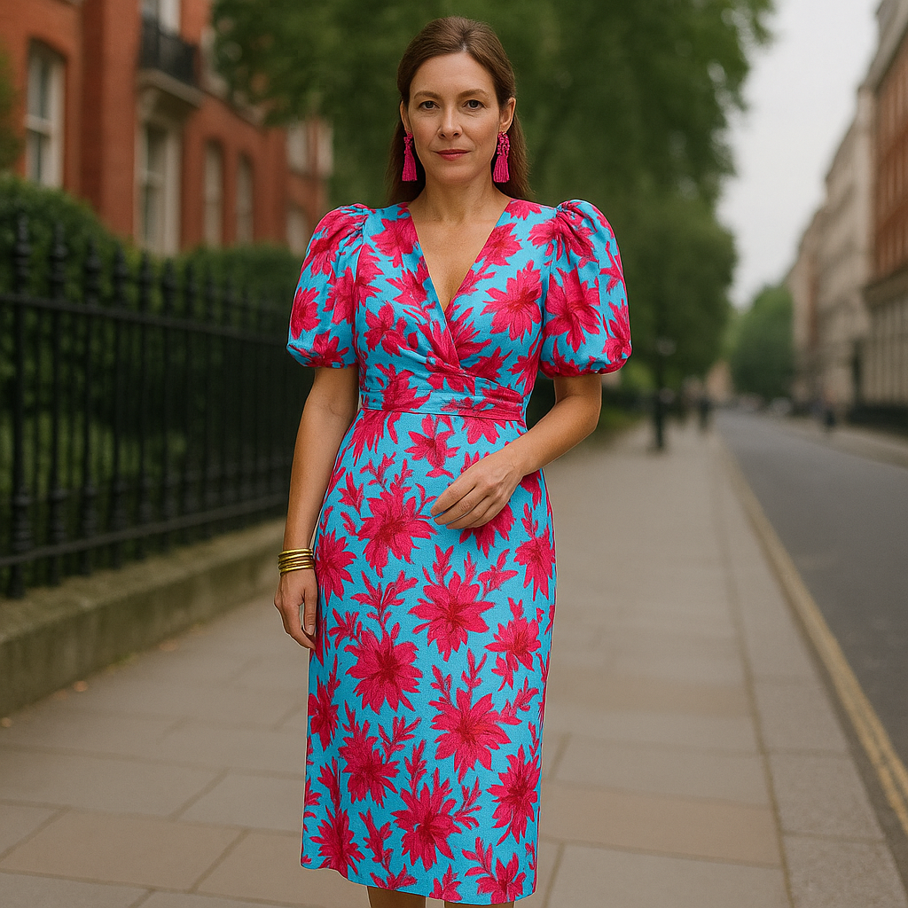 Oranit™ | Pleated Sleeve Colourful Dress 3