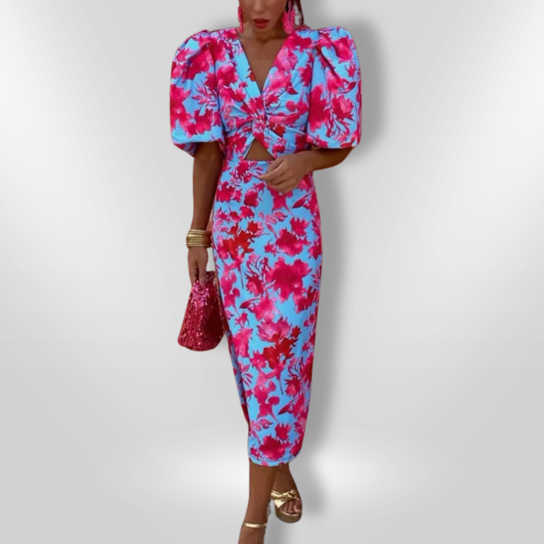 Oranit™ | Pleated Sleeve Colourful Dress 5
