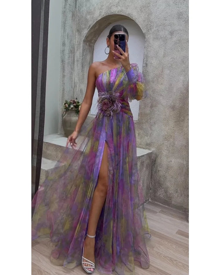 Orit™ | Asymmetrical One Sleeve Split Dress 2