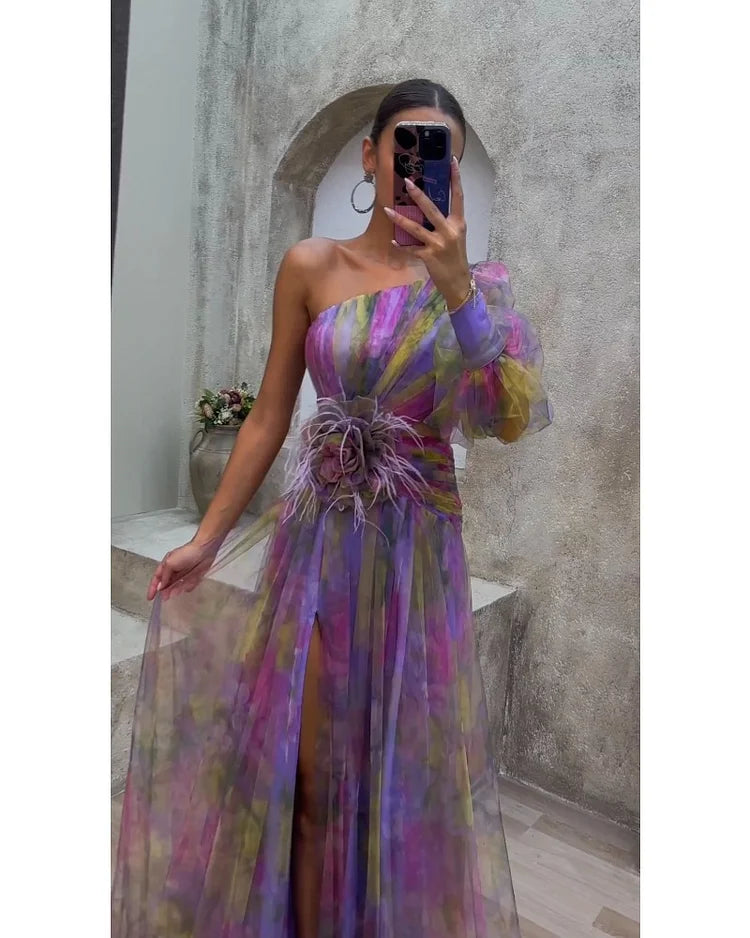 Orit™ | Asymmetrical One Sleeve Split Dress 3