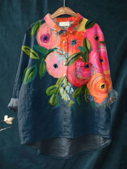 Paige | Women's Flower Art Print Casual Shirt 0