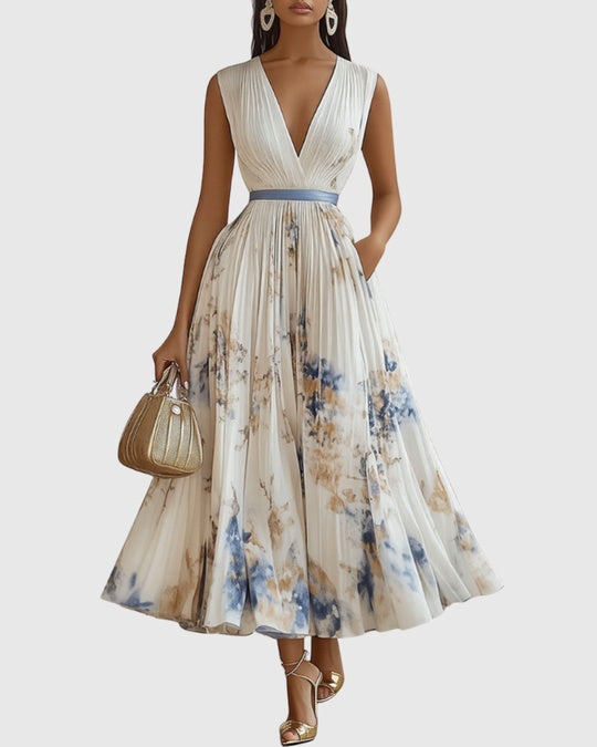 Paz™ | Timeless Floral Pleated Maxi Dress 1