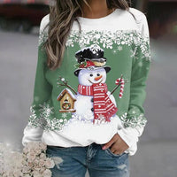Antoinette | Snowman Print Crew Neck Christmas Sweater for Women