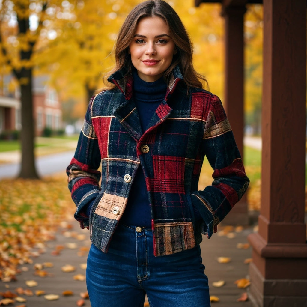 Retro Fit Plaid Wool Jacket | Timeless Warmth with Refined Elegance