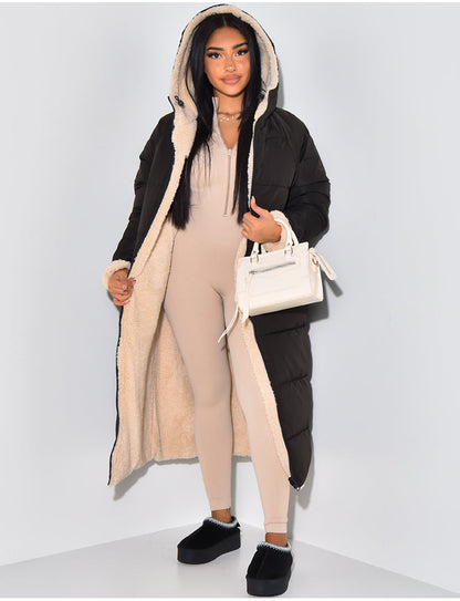 Agatha | Reversible Hooded Longline Puffer Jacket with Quilted Finish for Women