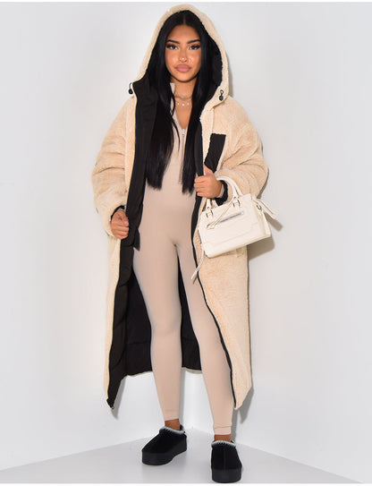 Agatha | Reversible Hooded Longline Puffer Jacket with Quilted Finish for Women