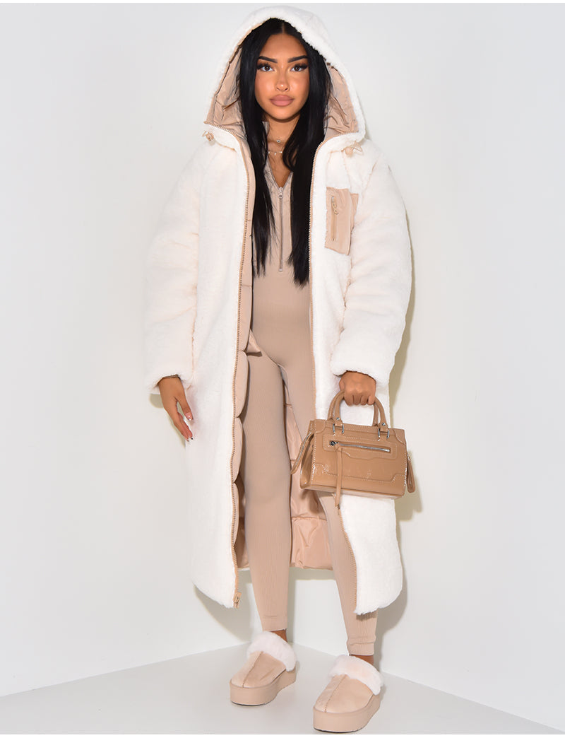 Agatha | Reversible Hooded Longline Puffer Jacket with Quilted Finish for Women