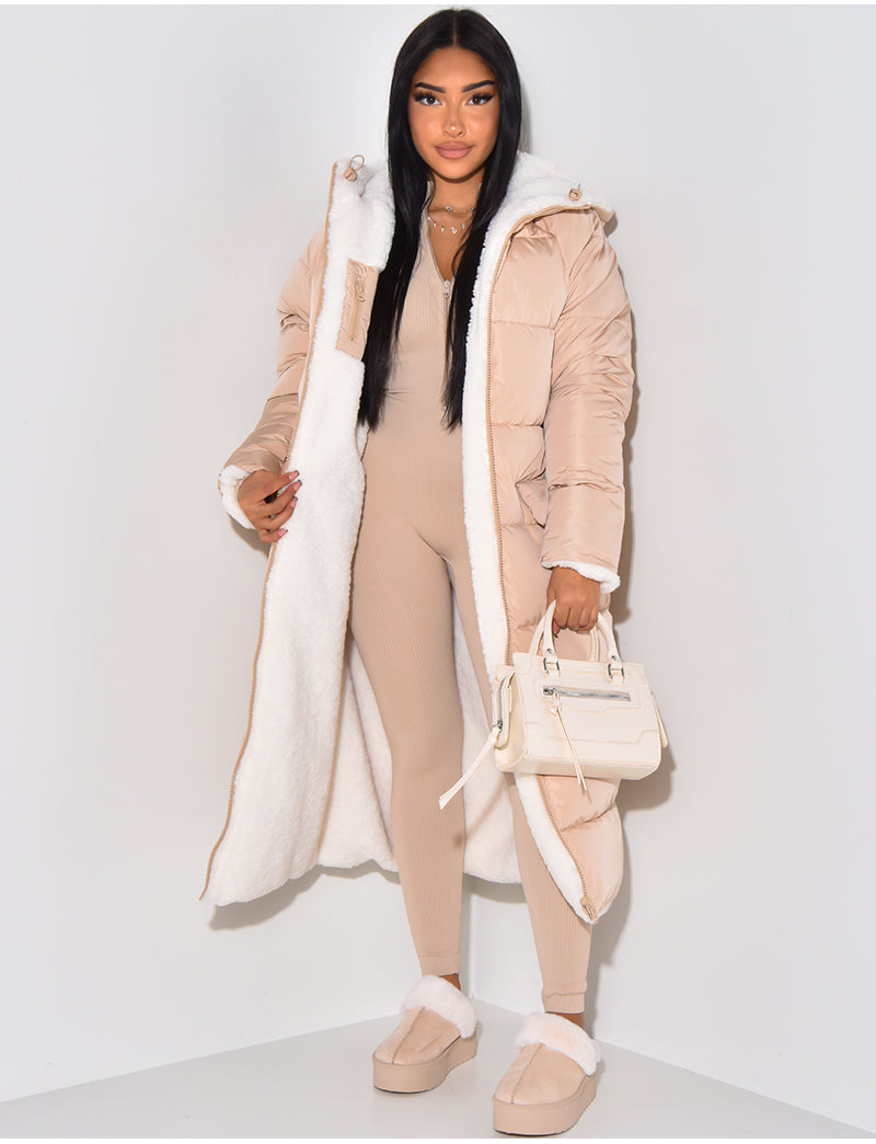 Agatha | Reversible Hooded Longline Puffer Jacket with Quilted Finish for Women