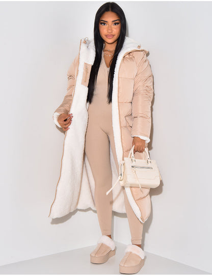Agatha | Reversible Hooded Longline Puffer Jacket with Quilted Finish for Women