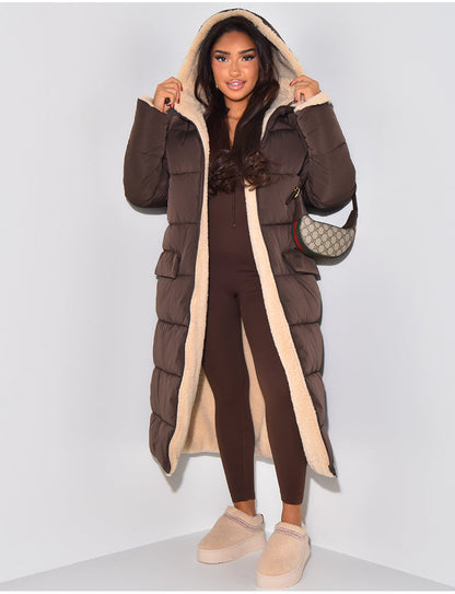 Agatha | Reversible Hooded Longline Puffer Jacket with Quilted Finish for Women