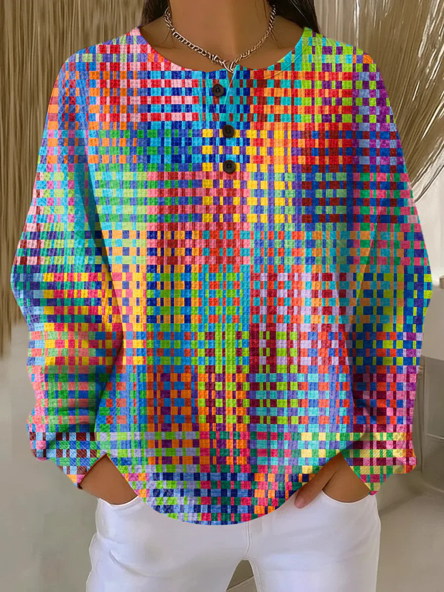 Rosa | Sweater with Colorful Tartan Design 0