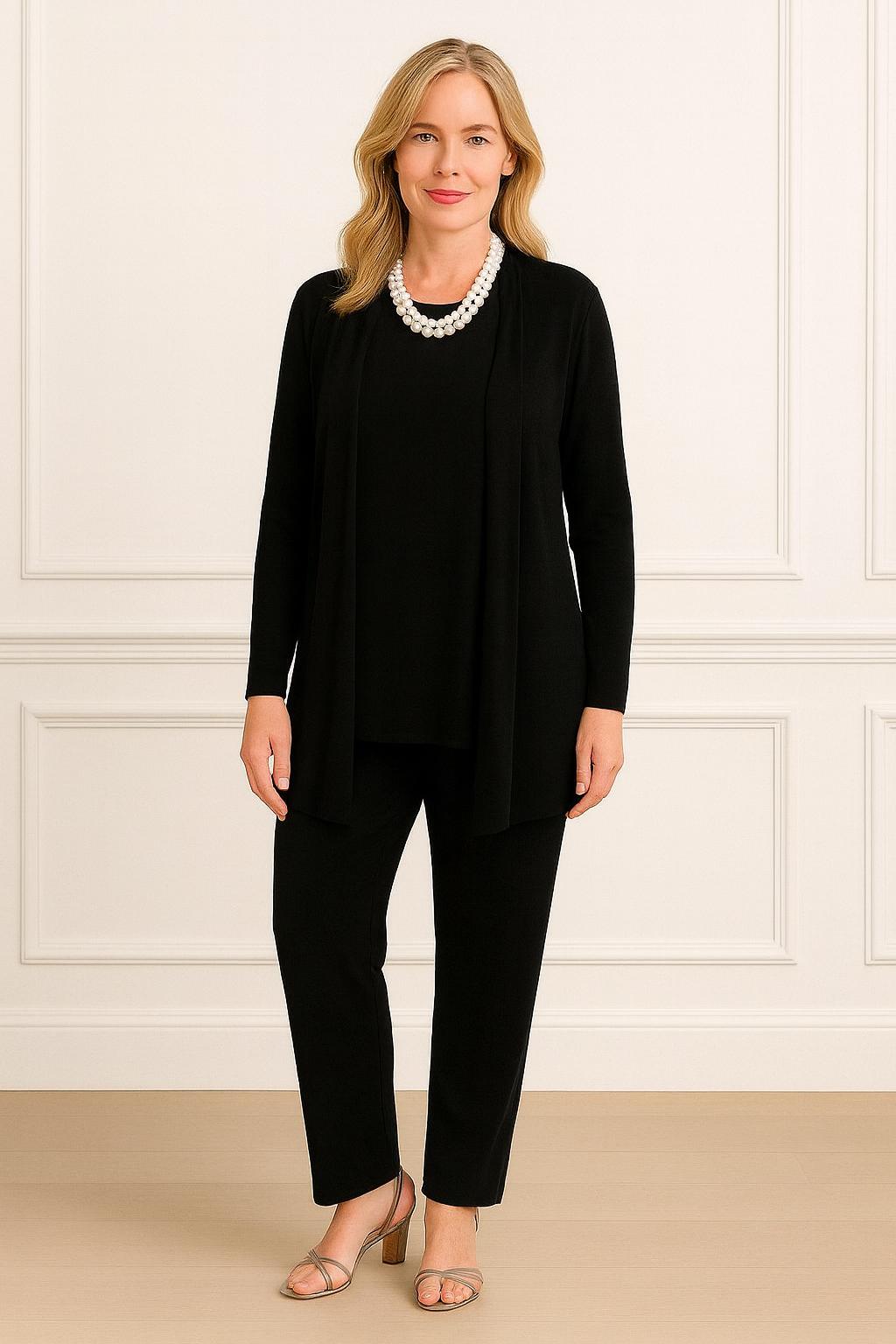 Rosy | Women's 3-Piece Loungewear Set - Cardigan, Top & Pants