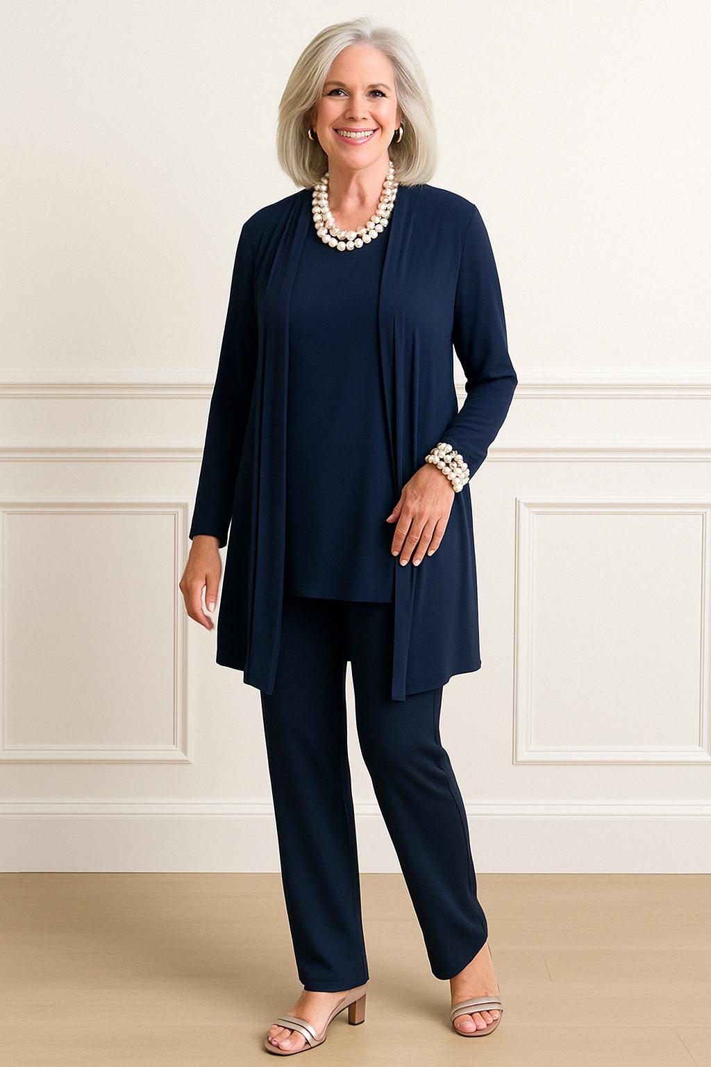 Rosy | Women's 3-Piece Loungewear Set - Cardigan, Top & Pants