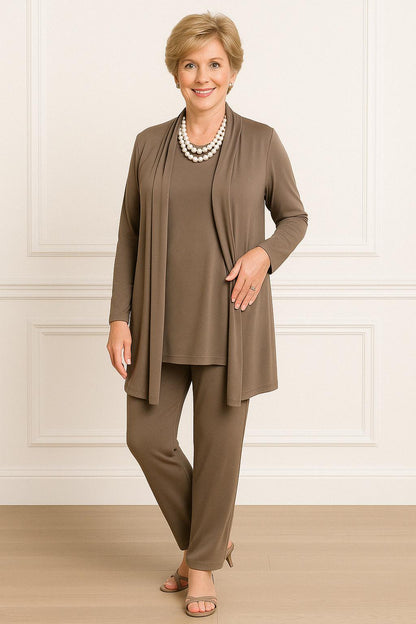 Rosy | Women's 3-Piece Loungewear Set - Cardigan, Top & Pants