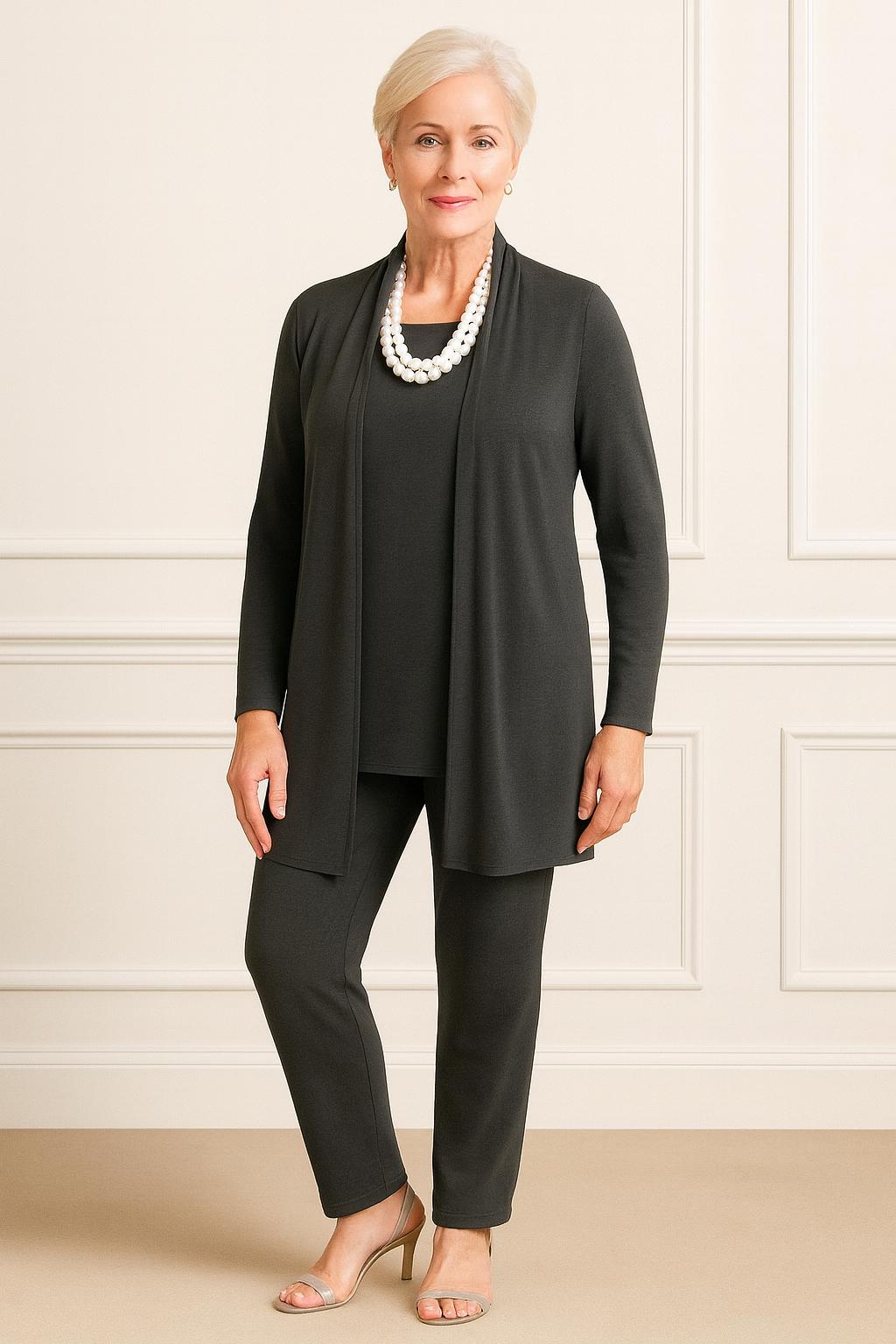 Rosy | Women's 3-Piece Loungewear Set - Cardigan, Top & Pants