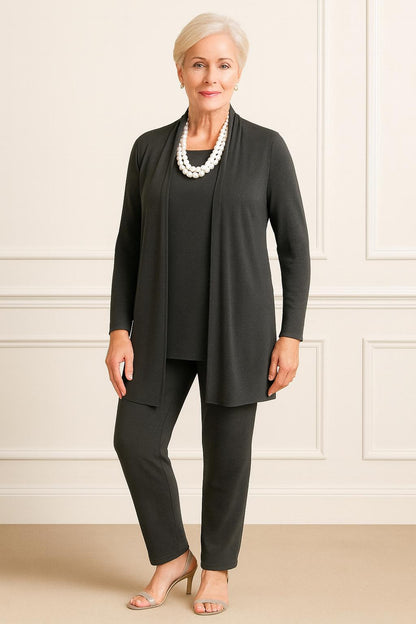 Rosy | Women's 3-Piece Loungewear Set - Cardigan, Top & Pants