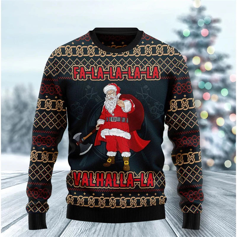 Immanuel | Graphic Santa Print Crew Neck Christmas Sweater