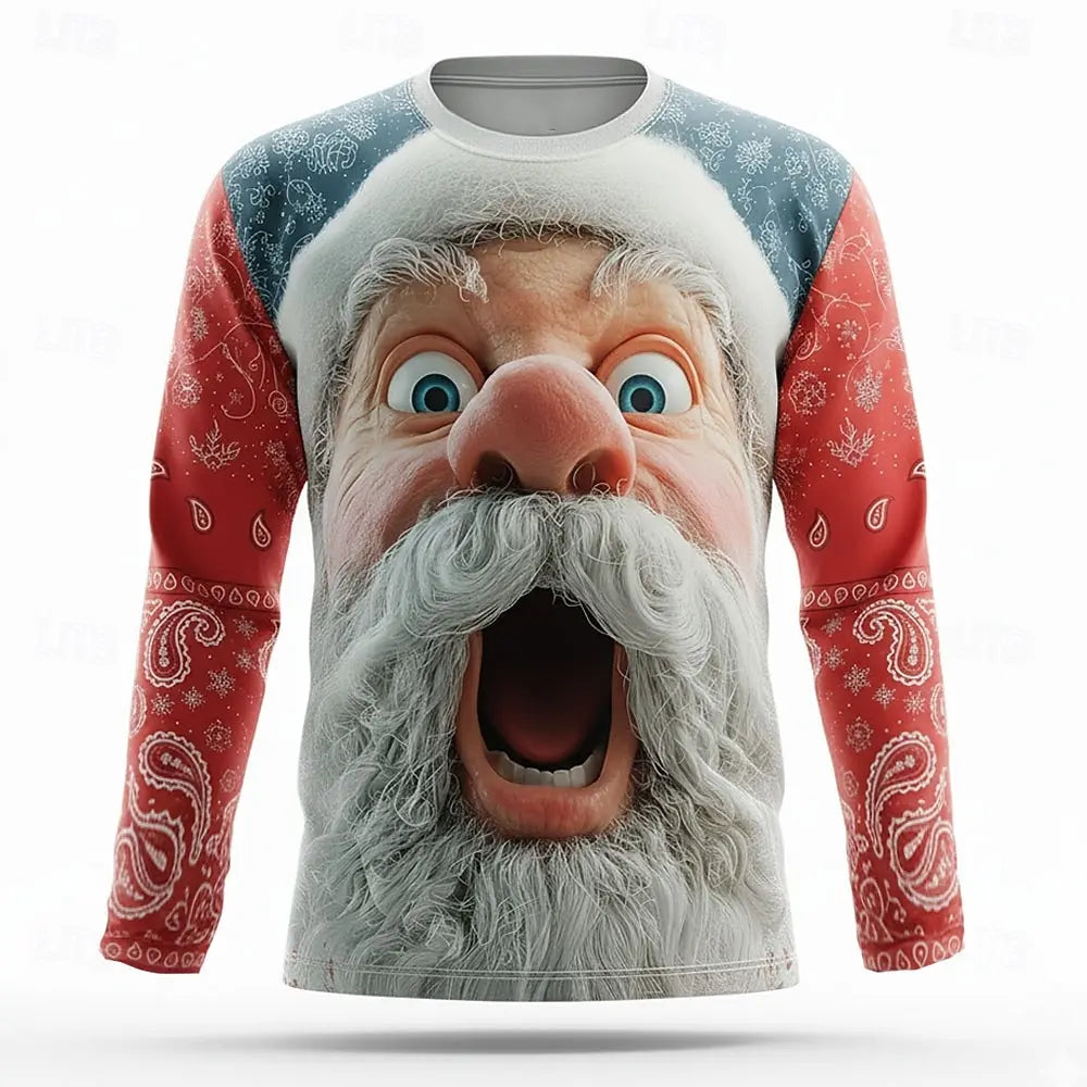 Wilco | 3D Santa Print Crew Neck Christmas Sweater for Men