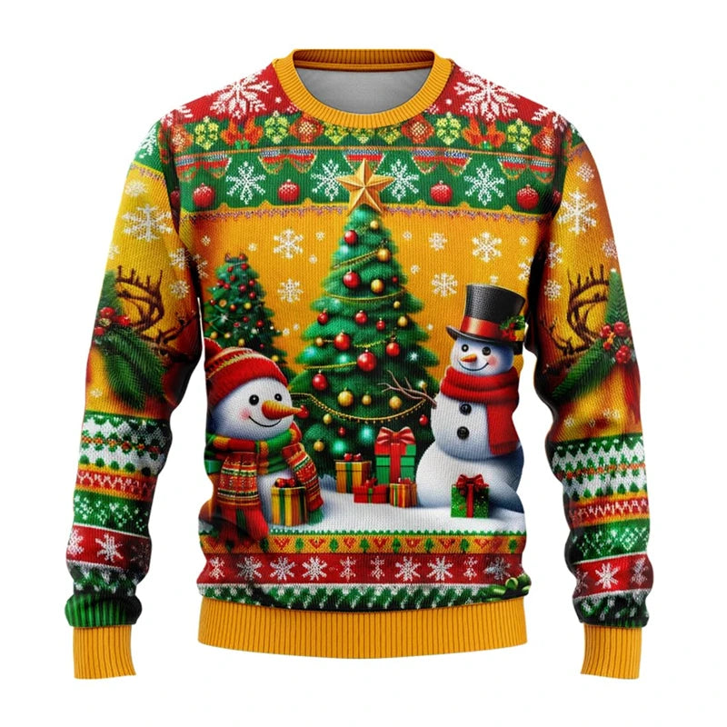 Etienne | Snowman Print Crewneck Christmas Sweater for Men