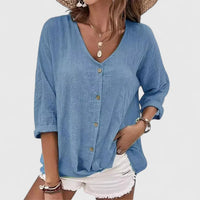 Kylie | Women's V-Neck Blouse - Elegant Long Sleeve Top