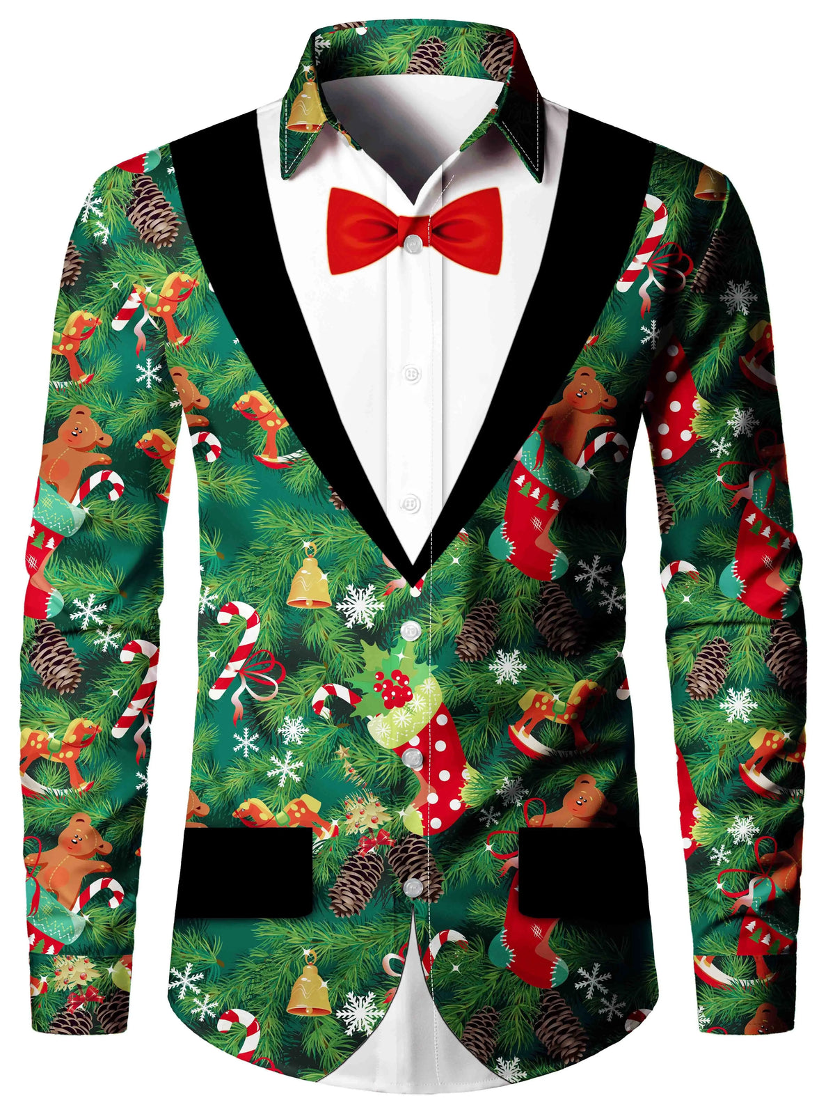 Scott | Christmas Blouse Faux-Tailcoat Button-Down Shirt for Men