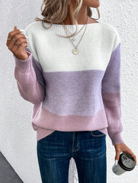 Evelien | Colorblock Ribbed Cable Knit Sweater for Women