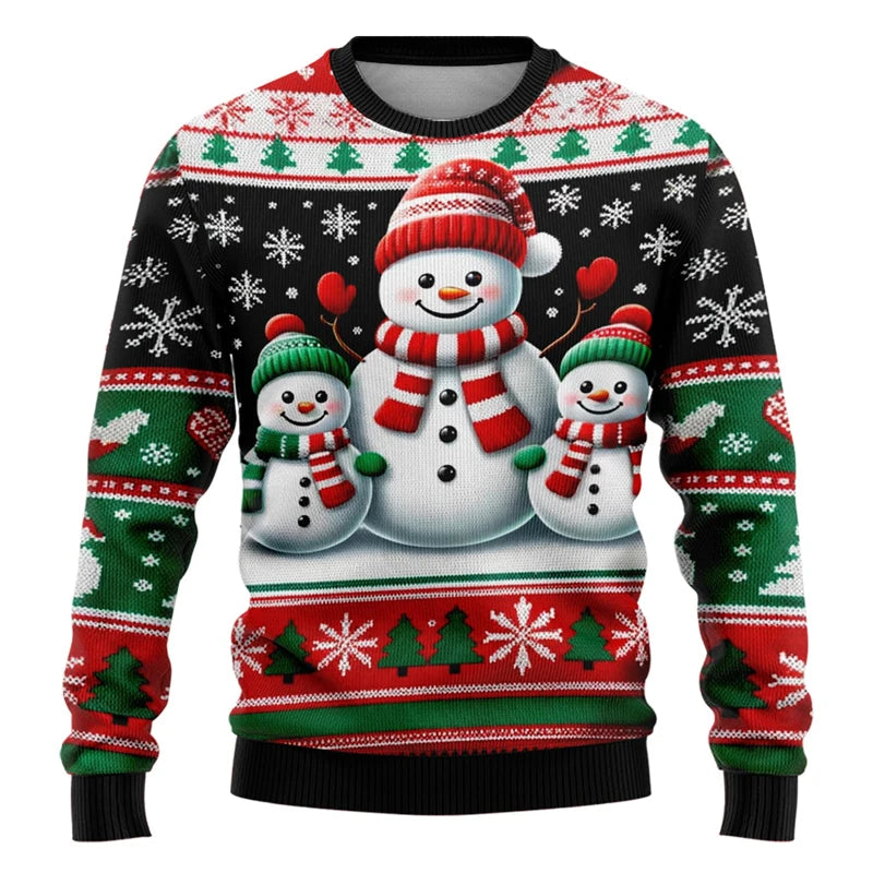 Etienne | Snowman Print Crewneck Christmas Sweater for Men