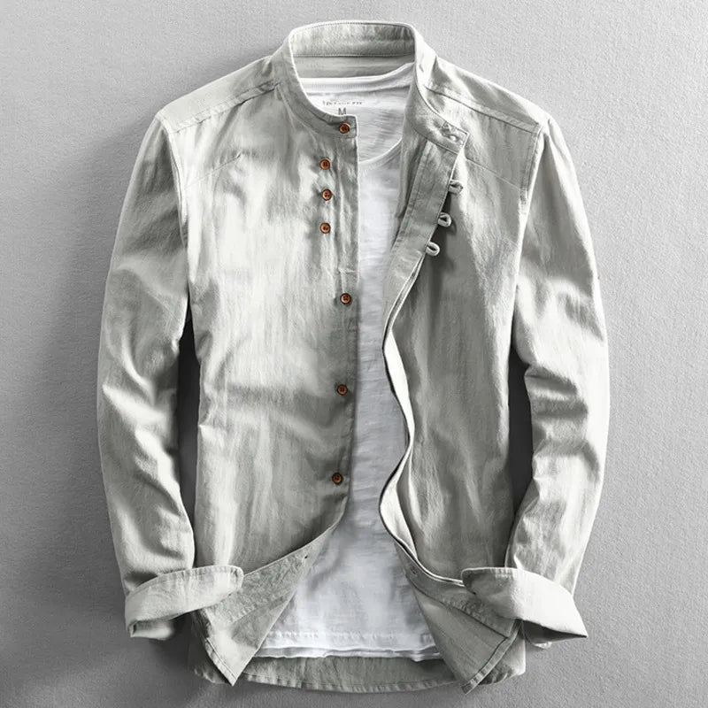 Ole | Stand Collar Button-Front Shirt for Men