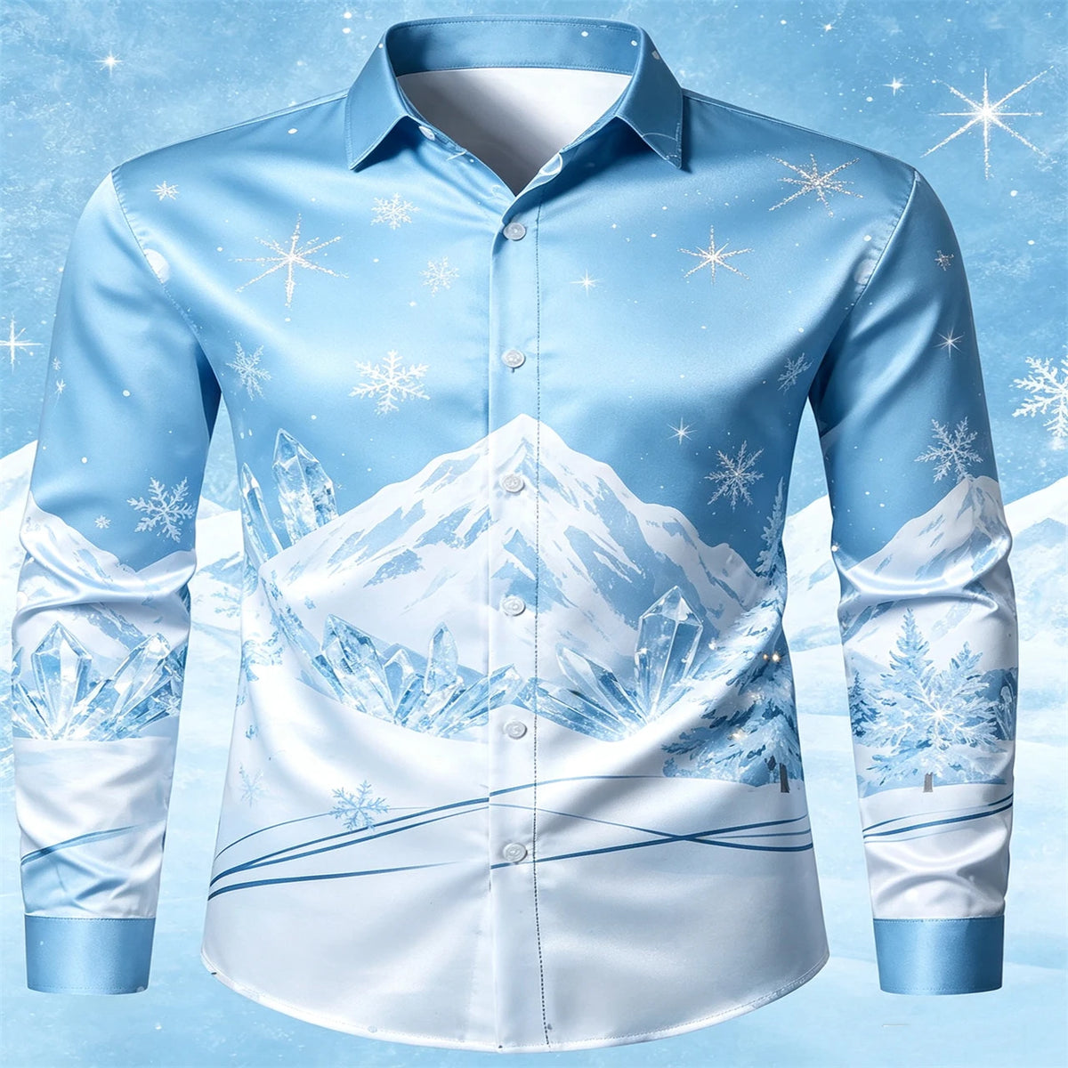 Lennert | Santa Chimney Print Button-Down Christmas Blouse