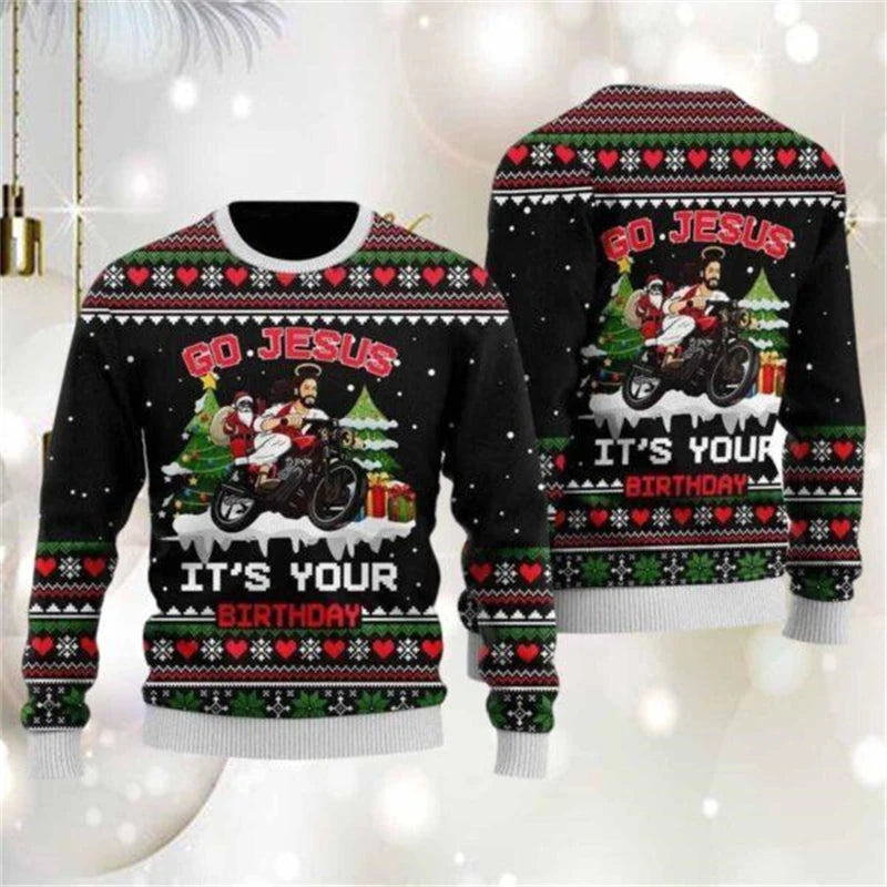 Immanuel | Graphic Santa Print Crew Neck Christmas Sweater
