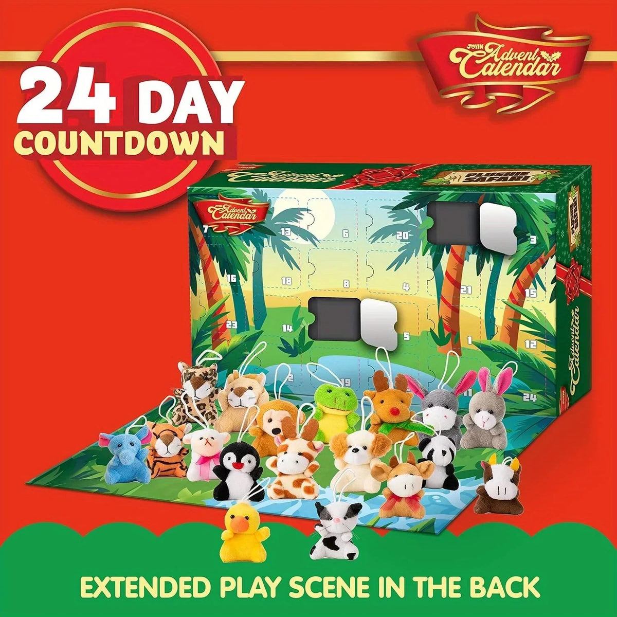 PLUSH ADVENT CALENDAR FOR KIDS – 24 MINI ANIMAL TOYS